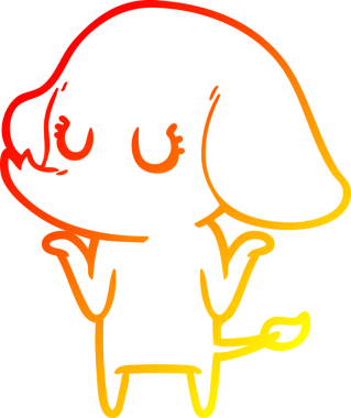 Bir insanın omuzlarını silkeleyen şirin bir filin sıcak eğimli çizgisi.