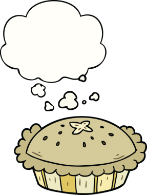 Bir insan tarafından çizilmiş düşünce baloncuklu çizgi film pastası.