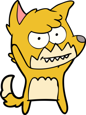 Bir insan tarafından çizilmiş sırıtan tilki çizgi filmi.