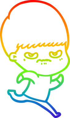 Bir insan tarafından çizilmiş kızgın bir çocuğun çizdiği gökkuşağı gradyanı çizimi