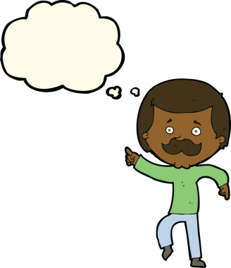 Bir insan tarafından çizilmiş bir düşünce balonuyla dans eden baba.