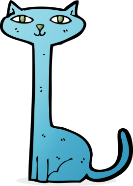 Bir insan tarafından çizilmiş çizgi film kedisi.