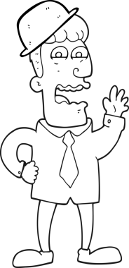 Bir insan tarafından çizilmiş siyah beyaz karikatür işadamı