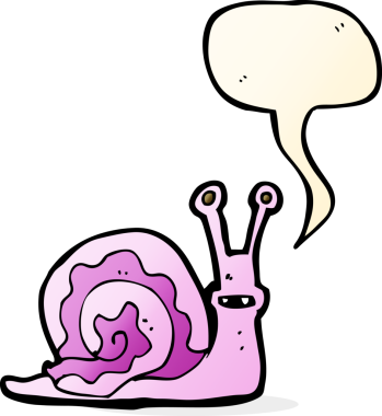 bir insan tarafından çizilmiş konuşma balonlu çizgi film salyangozu