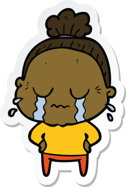 Bir insan tarafından çizilmiş, ağlayan yaşlı bir kadının çıkartması.