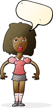 Çizgi filmdeki kız, bir insan tarafından çizilen konuşma balonuyla kavga ediyor.