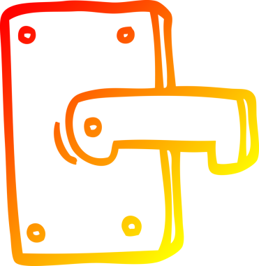 Bir insan tarafından çizilmiş metal bir kapı kolunun sıcak çizgi çizimi