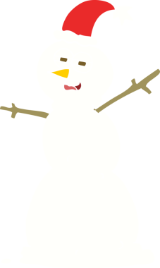 Bir insan tarafından çizilmiş mutsuz bir kardan adamın düz renk çizimi