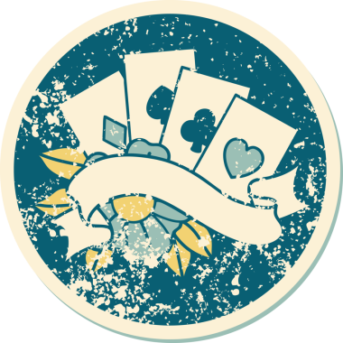 Bir insan tarafından çizilmiş kartların ve pankartın sembolik dövmeli resmi