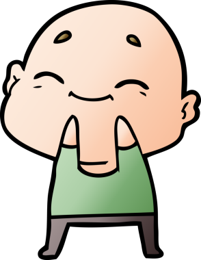 Bir insan tarafından çizilmiş mutlu kel adam çizgi filmi.