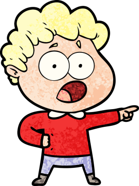 Bir insan tarafından çizilmiş bir karikatür adamı şaşkınlıkla nefes nefese kaldı.