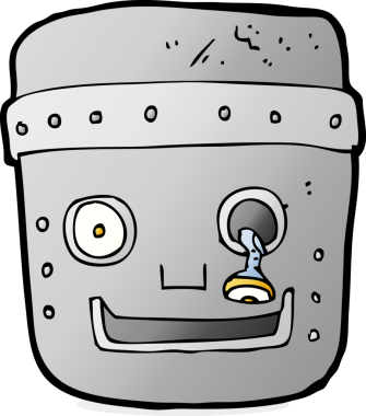 Bir insan tarafından çizilmiş robot kafası.