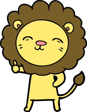 Bir insan tarafından çizilmiş çizgi film aslanı.