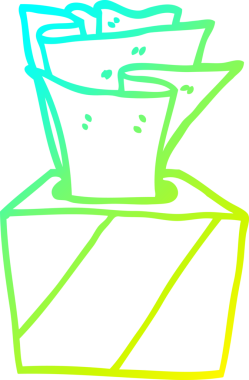 Bir insan tarafından çizilmiş bir kutu dokuların soğuk gradyan çizimi.