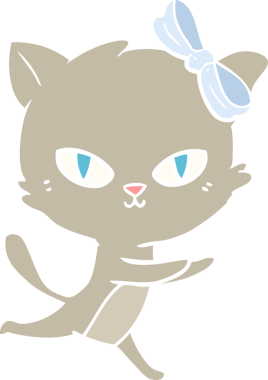 Sevimli düz renkli çizgi film kedisi bir insan tarafından çizilmiş.