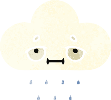 Bir insan tarafından çizilmiş yağmur bulutunun retro çizim tarzı karikatürü