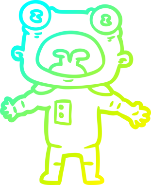 Bir insan tarafından çizilen garip uzaylı çizgi filminin soğuk gradyanı.