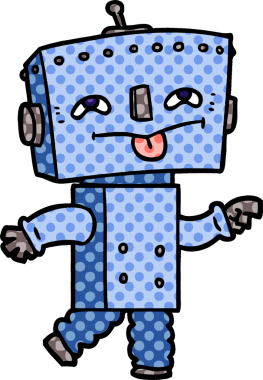 Bir insan tarafından çizilmiş çizgi film robotu