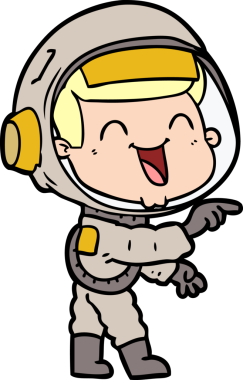 Bir insan tarafından çizilmiş mutlu astronot çizgi filmi.