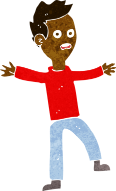 Çizgi film bir insan tarafından çizilmiş ürkmüş çocuk.