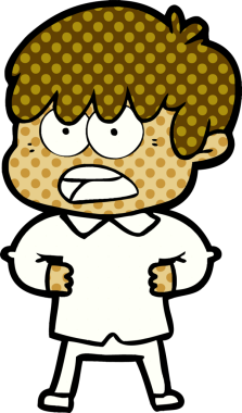 Bir insan tarafından çizilmiş endişeli çizgi film çocuğu.