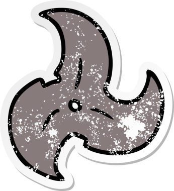 Bir insan tarafından çizilmiş ninja fırlatan bir yıldızın çizilmiş el yazısı karikatürü.