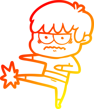 Bir insan tarafından çizilmiş kızgın çizgi film çocuğunun sıcak çizgi çizimi.