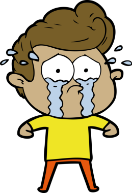 Bir insan tarafından çizilmiş ağlayan bir karikatür.