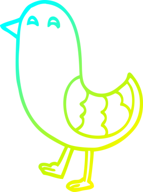 Bir insan tarafından çizilen kırmızı kuşun soğuk gradyan çizgisi