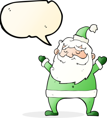 Bir insan tarafından çizilmiş neşeli Noel Baba çizgi filmi.