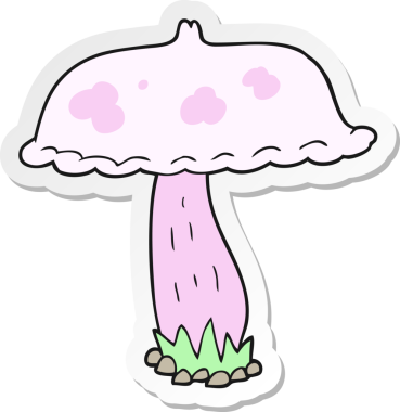 Bir insan tarafından çizilmiş karikatür mantarı çıkartması.