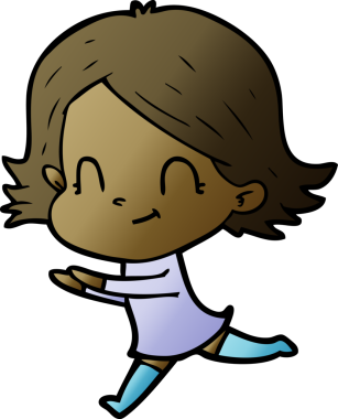 Bir insan tarafından çizilmiş karikatür dostu kız.