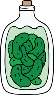 Bir insan tarafından çizilmiş turşu turşusu kavanozu.