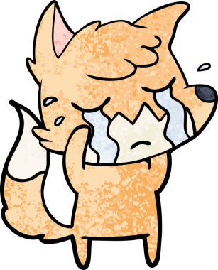 Bir insan tarafından çizilmiş ağlayan tilki çizgi filmi.