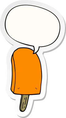 Bir insan tarafından çizilmiş konuşma balonu çıkartmalı buz lolipopu.