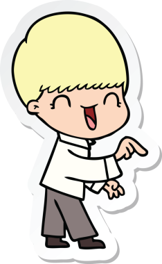 Bir insan tarafından çizilmiş mutlu bir çizgi film çocuğunun çıkartması.