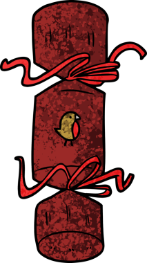 Bir insan tarafından çizilmiş Noel krakeri karikatürü.