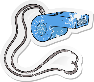 Bir insan tarafından çizilmiş karikatür düdüğünün sıkıntılı çıkartması.