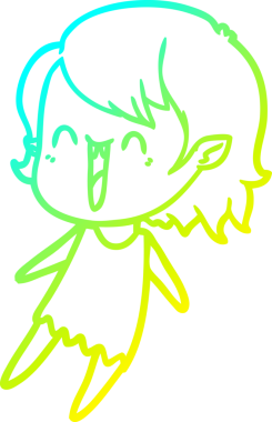 Bir insan tarafından çizilen mutlu vampir kız çizgi filminin soğuk gradyanı.