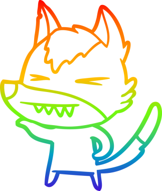 Bir insan tarafından çizilmiş kızgın bir kurt çizgi çizimi.