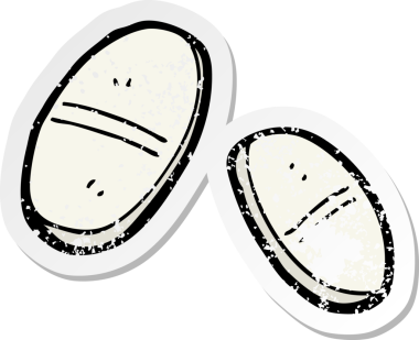 Bir insan tarafından çizilmiş bir karikatürdeki gerilimli ağrı kesiciler.