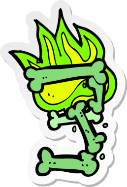 Bir insan tarafından çizilmiş cadılar bayramı kemik numarasının çıkartması.