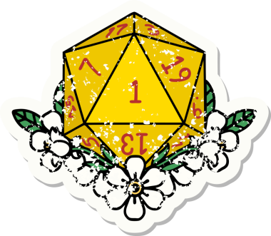 Doğal bir zarın grunge sticker 'ı bir insan tarafından çizilmiş çiçek elementleriyle yuvarlanıyor.