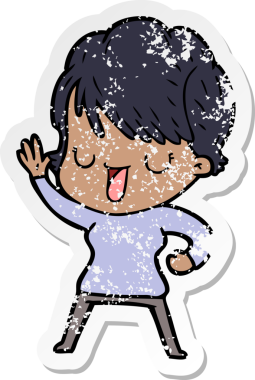 Bir insan tarafından çizilmiş karikatür kadının sıkıntılı çıkartması.