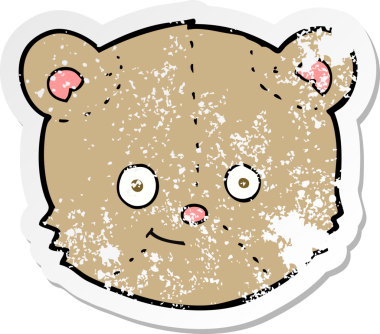 Bir insan tarafından çizilmiş oyuncak ayı kafasının gerilimli geçmiş yapıştırması.