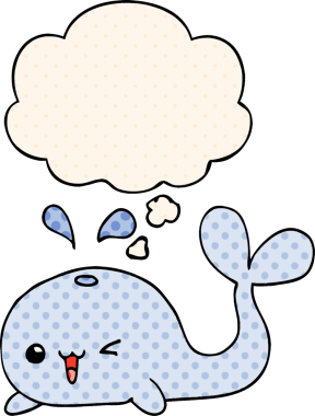 Çizgi roman tarzında bir insan tarafından çizilmiş düşünce balinası.