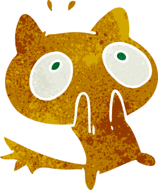 Bir insan tarafından çizilmiş şok olmuş bir kedinin eski çizgi film çizimi kawaii