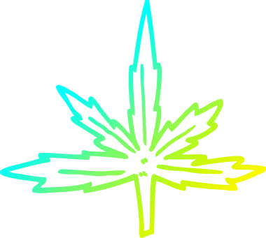 Bir insan tarafından çizilen marihuana yaprağının soğuk gradyan çizgisi.