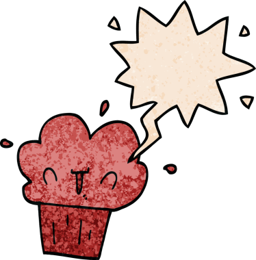 Bir insan tarafından çizilmiş eski moda konuşma baloncuklu çizgi film keki.