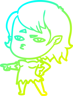 Bir insan tarafından çizilmiş bir vampir kız çizgi filmi.